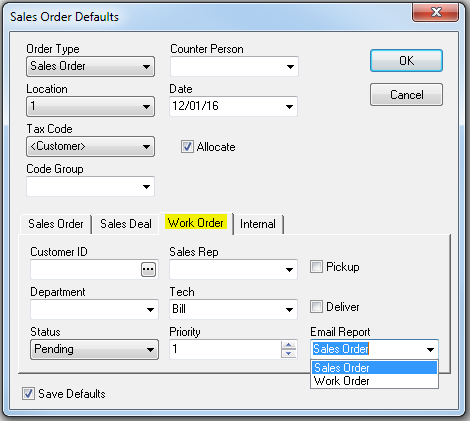 Sales Order is the default choice, but you can change that by following these steps